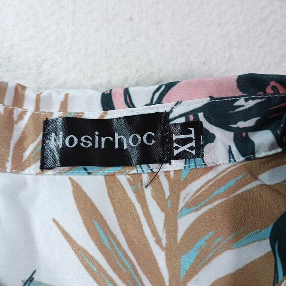 Nosirhoc Tropical Pink Flamingo Hawaiian Shirt XL Men’s Tropical Beach Button-u - Picture 6 of 11